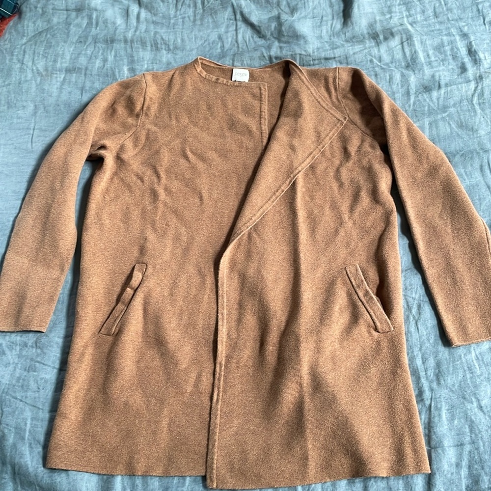 Jcrew long, open front cardigan